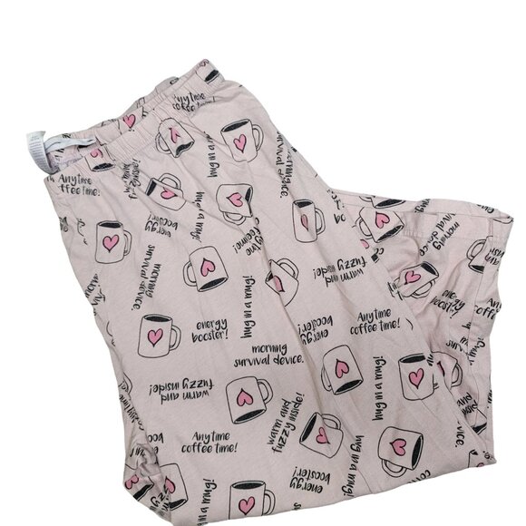 Secret Treasures Women's Pajama Set XL Gray Top & Pink Coffee Cup Print Pants - Picture 6 of 6